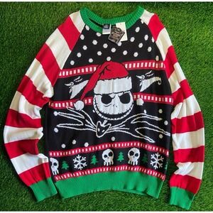 Nightmare Before Christmas Men XXL Jack Skellington Ugly Christmas Sweater NWT